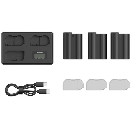 SmallRig 6018 - zestaw ładowarki z trzema akumulatorami Nikon EN-EL15c - zawartość zestawu